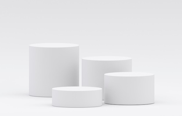 Podium branco de exposição de produtos na sala de estúdio para apresentação de exposição