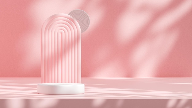 Podium, Bühnenständer, abstrakter rosa Hintergrund für Produktplatzierung, 3D-Rendering