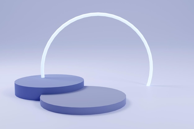 Podium en color azul con luz Mock up escena para mostrar productos Vitrina de la tienda vitrina 3d render