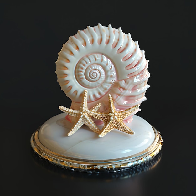 Podium de conchas marinas con forma curva y en espiral de un solo nivel Pod Imagen de fondo única