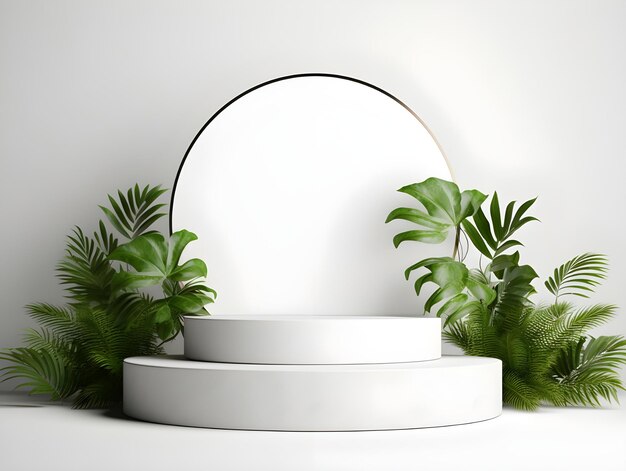 Podium de apresentação de produtos fotográficos com um fundo de cor muito suave luz natural renderização 3D