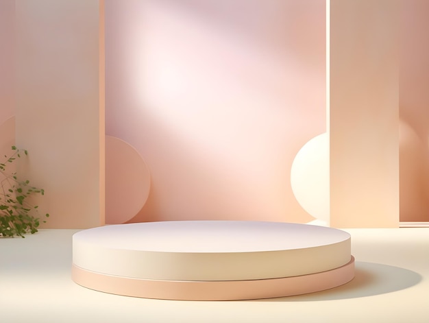 Podium de apresentação de produtos fotográficos com um fundo de cor muito suave luz natural renderização 3D