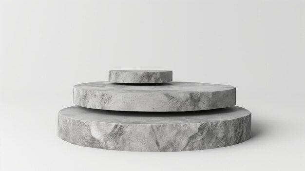 Podium de concreto 3D em fundo branco Exibição cinza para produto de beleza