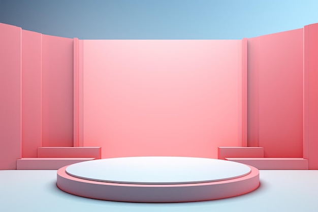 Podium de exposição de produtos em pastel azul e rosa Vitrine vazia para apresentação de produtos cosméticos