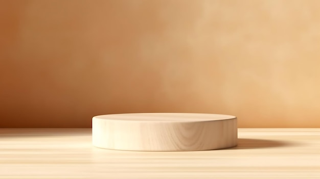 Podium de mesa de madeira redonda de grãos de madeira natural Ai Generative