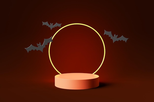 Podium de produtos com decorações de Halloween