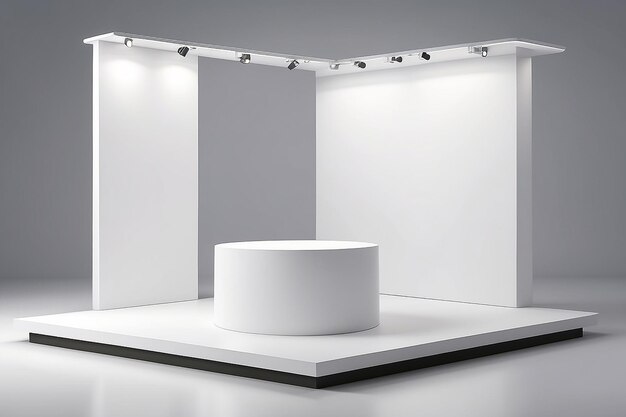 Podium de exhibición en el fondo del espacio de copia Plataforma de exposición en blanco