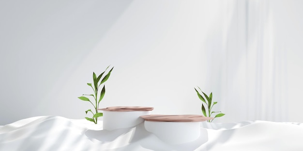 Podium für Produktpräsentation Natürliche Schönheit Sockel Entspannung und Gesundheit 3D-Illustration