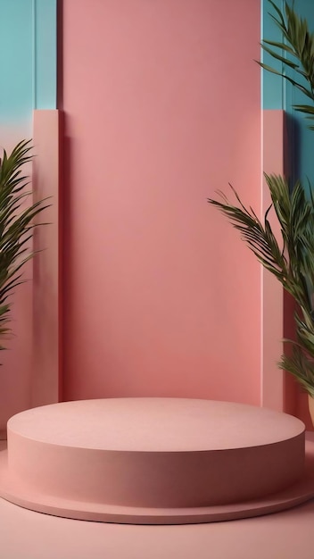 Podium für Produktwerbung oder Restaurantmenüs mit farbenfrohem Hintergrund, minimalistischem Design