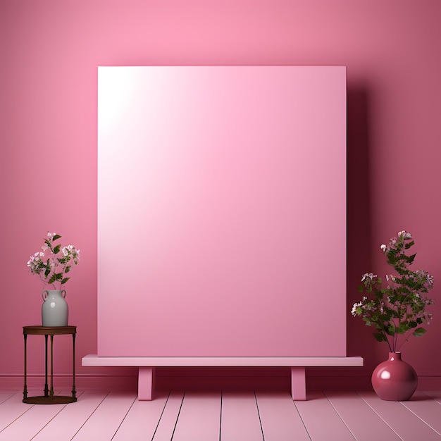 Podium in abstrakter rosa Komposition für das Produkt