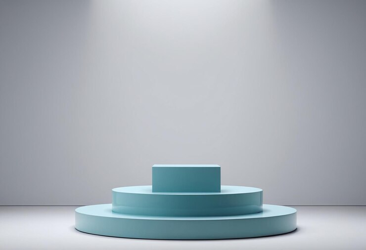 Podium de lujo redondo con fondo blanco para la presentación de la exhibición de productos en 3D