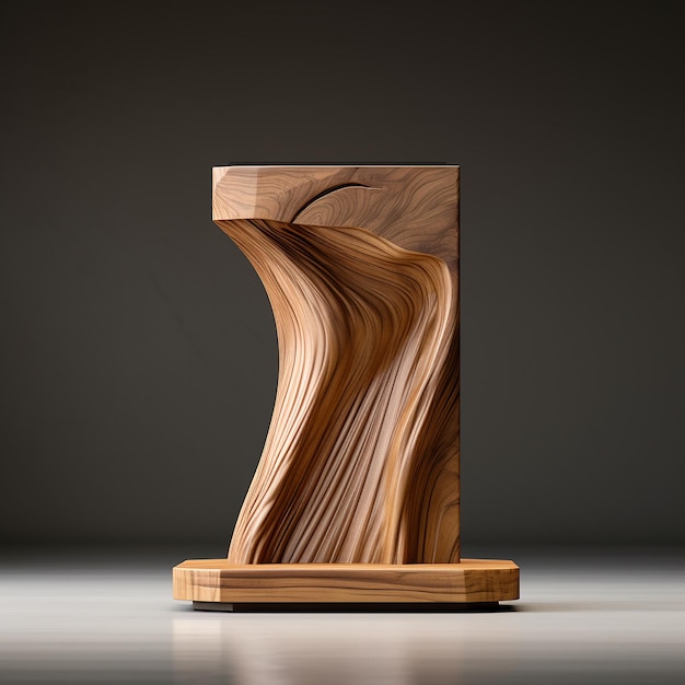 Podium de madera natural para la presentación de productos