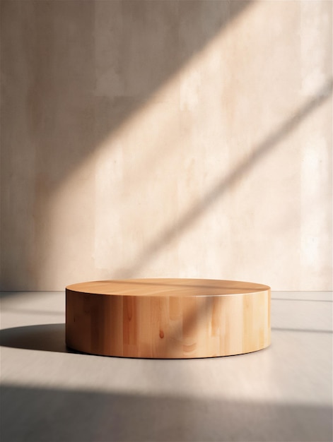 Podium de madera redondo de tabla de madera