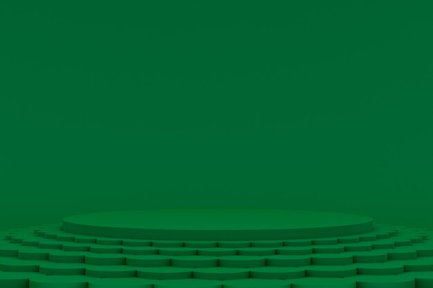 Podium minimal auf grünem Hintergrund für die Präsentation kosmetischer Produkte