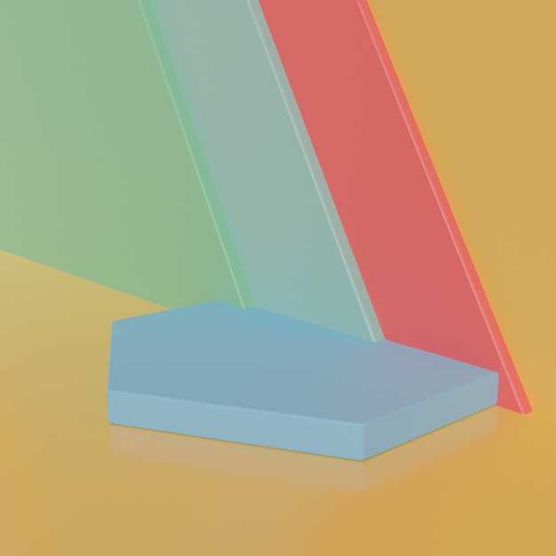 Podium minimal colorful wall scene Representación 3D