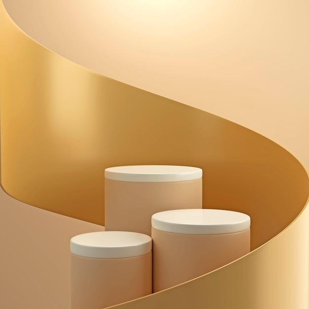 Podium minimalista en una representación de colores suaves