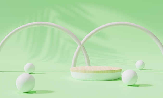 Podium mit buntem Hintergrundständer oder Podiumsockel auf Werbedisplay mit leeren Hintergründen 3D-Rendering