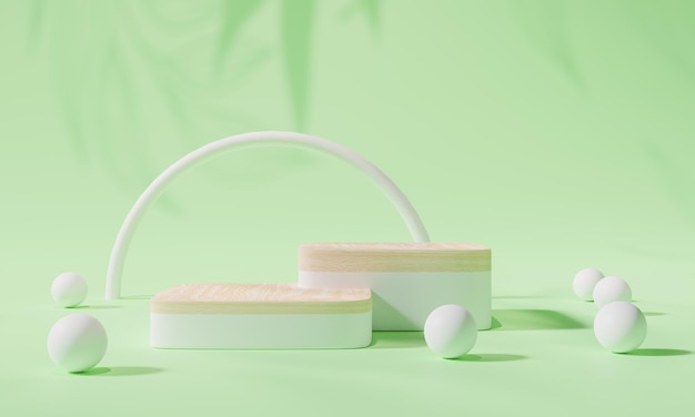 Podium mit buntem Hintergrundständer oder Podiumsockel auf Werbedisplay mit leeren Hintergründen 3D-Rendering