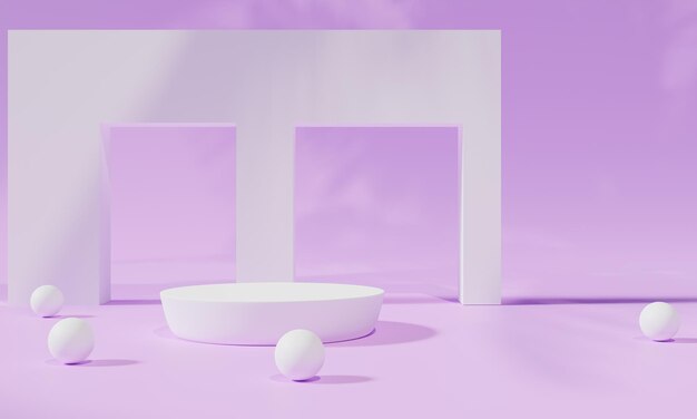 Podium mit buntem Hintergrundständer oder Podiumsockel auf Werbedisplay mit leeren Hintergründen 3D-Rendering