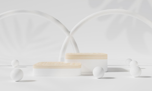 Podium mit buntem Hintergrundständer oder Podiumsockel auf Werbedisplay mit leeren Hintergründen 3D-Rendering