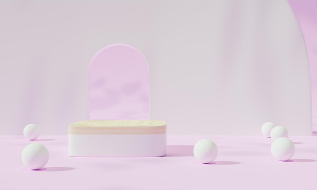Podium mit buntem Hintergrundständer oder Podiumsockel auf Werbedisplay mit leeren Hintergründen 3D-Rendering
