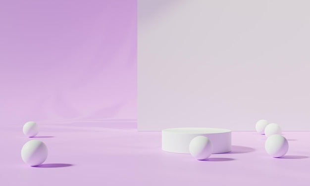 Podium mit buntem Hintergrundständer oder Podiumsockel auf Werbedisplay mit leeren Hintergründen 3D-Rendering