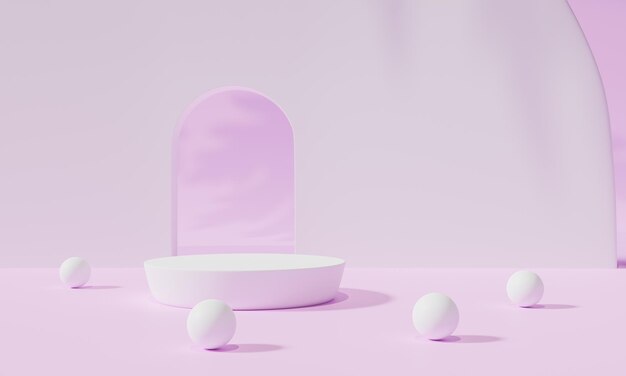Podium mit buntem Hintergrundständer oder Podiumsockel auf Werbedisplay mit leeren Hintergründen 3D-Rendering
