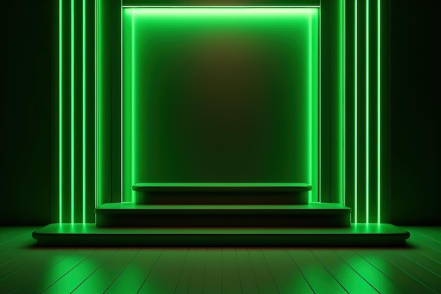 Podium mit grünen Neonlichtern Ai Art