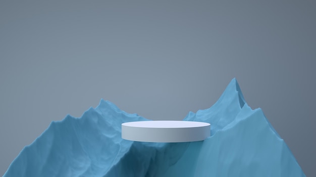 Podium mit Wolke auf pastellblauem Hintergrund 3D-Rendering