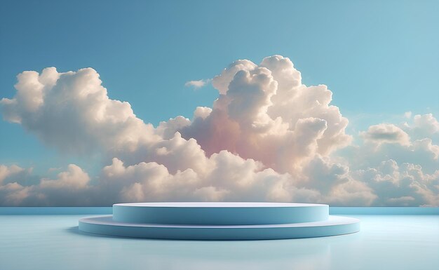 Foto podium moderno con un hermoso fondo de nubes