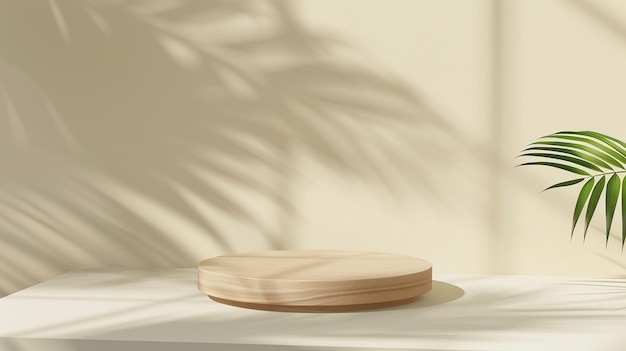 Podium de productos 3D de madera redondo de color marrón claro