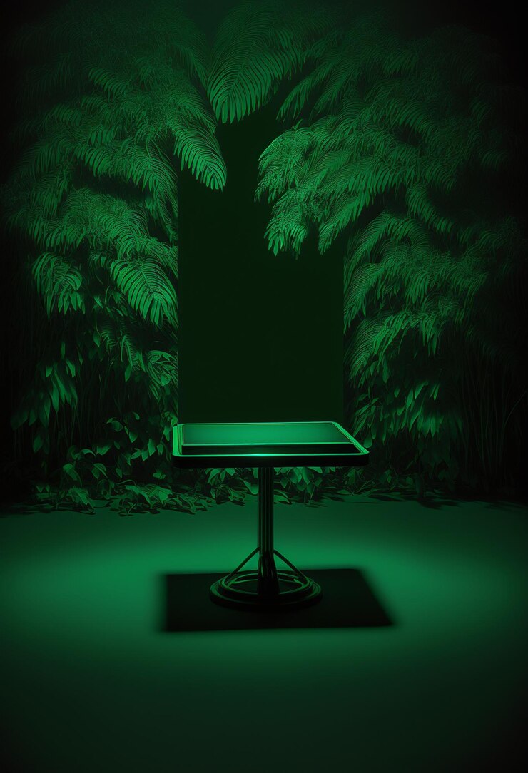 Podium para publicidad de productos o menús de restaurantes con diseño minimalista de fondo colorido