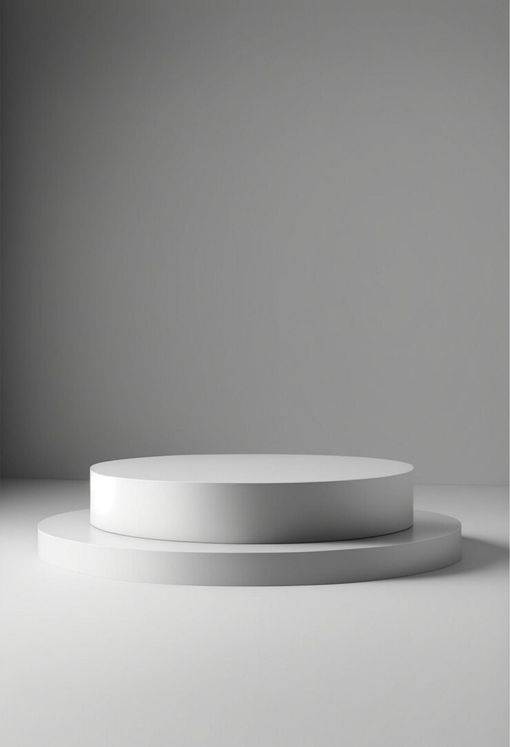 Podium para publicidad de productos o menús de restaurantes con diseño minimalista de fondo colorido