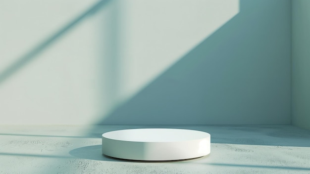 Podium redondo de luz en blanco para publicidad de productos de estilo minimalista 3D
