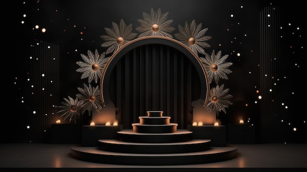 Foto podium-rundbühnen-design für die diwali-feier