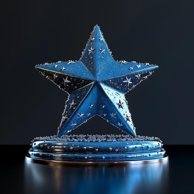 Podium de un solo nivel en forma de estrella con un acabado brillante en brillo Ideas de concepto de stand de productos Arte de diseño