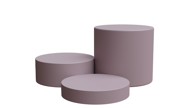 Podium steht isoliert auf einem weißen leeren Produkt-Display-Set staubige lila Farbe