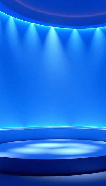 Podium vacío con luz azul