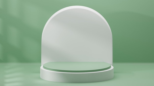 Podium verde renderizado en 3D para la vitrina de su producto Ilustración 3D