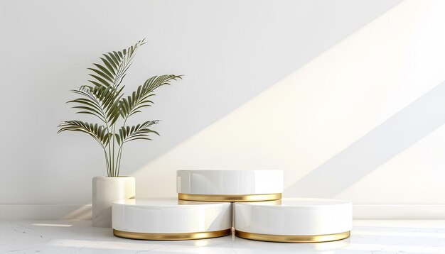 Podiums decorativos isolados em fundo branco