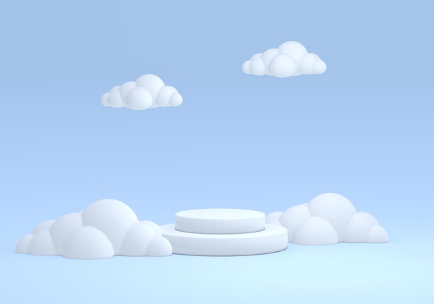 Podiumshintergrund für Produktpräsentation Branding und Verpackung Studiobühne mit Wolke im Hintergrund 3D-Render