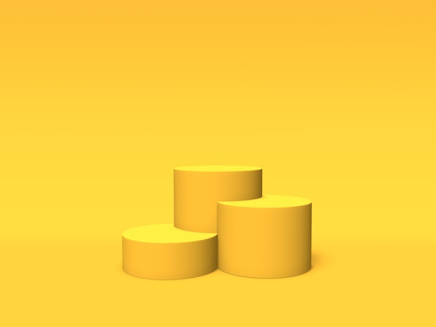 Podiumsockel oder Plattformgoldfarbe auf gelbem Hintergrund 3D-Rendering