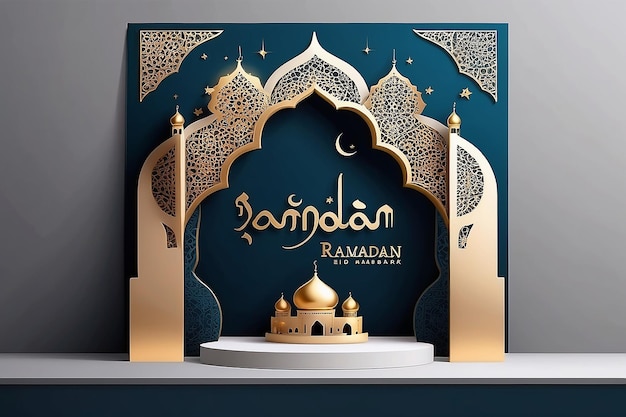 Podiumsvorlage für die Ausstellung von Produkten mit islamischem Konzept Ramadan Kareem Eid Mubarak