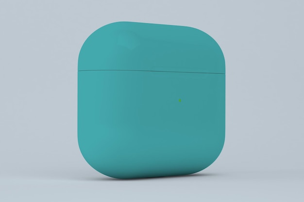 Pods Sem Fio Lado Esquerdo Isolado Em Fundo Azul