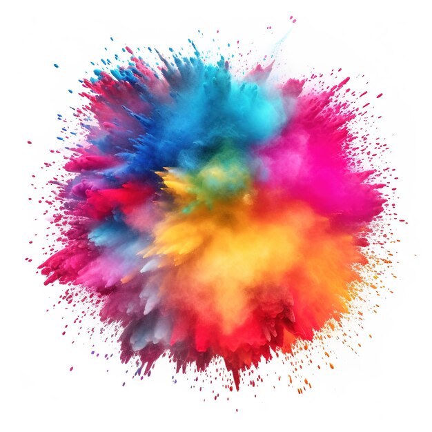 Poeira colorida explode Festival de pó Holi pintado Generative Ai