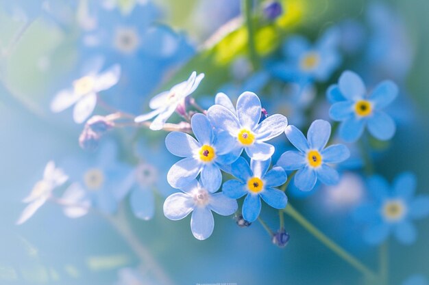 La poesía de la primavera no me olvides las flores florecen creando una impresionante composición macro