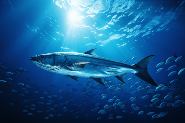 Foto poesía submarina silueta de barracuda adornada por la luz etérea de andamán