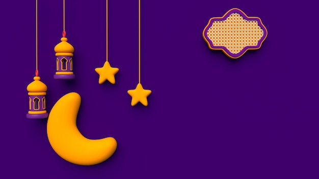 El poester de Eid mubarak decorado con adornos islámicos muestra el fondo del producto con color púrpura