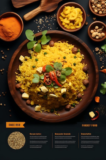 Foto poha com amendoim especiarias indianas decoração quente e terrosa c índia cultura culinária site de layout