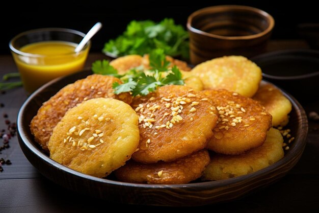 Foto poha kachori autêntico comida frita tradicional indiana kachori fotografia de imagem